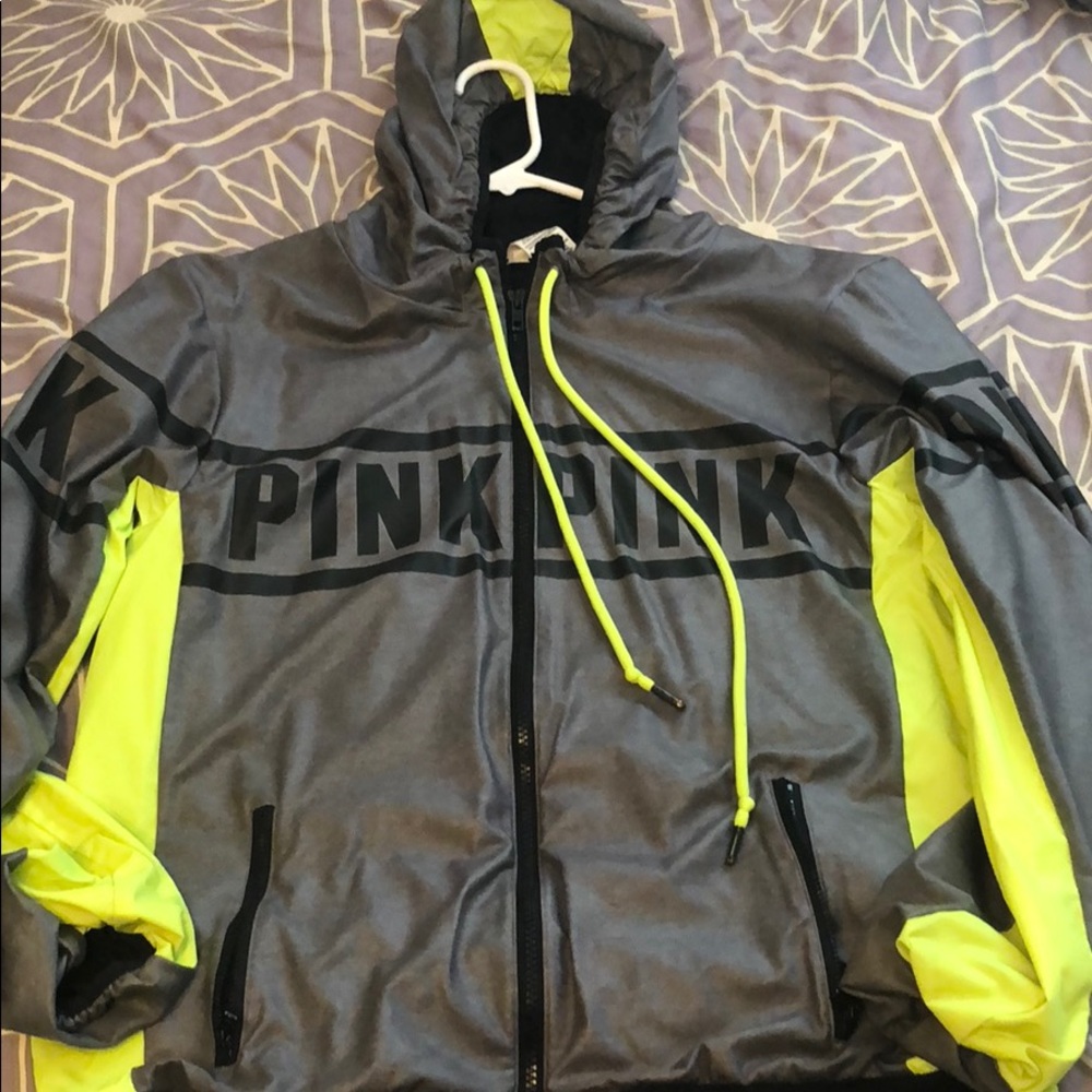 PINK fleece lined windbreaker anorak jacket